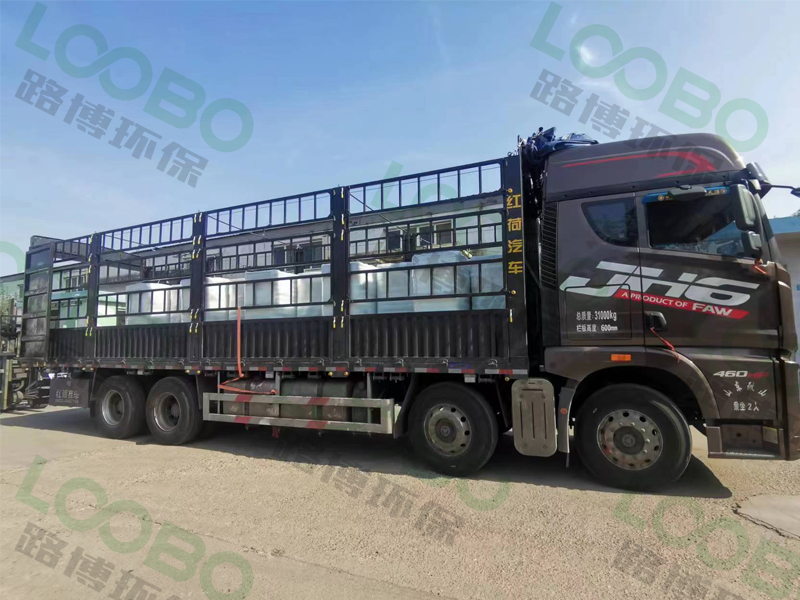 編號LB-XZ移動式焊接煙塵凈化器，裝車啟程，發(fā)往江蘇